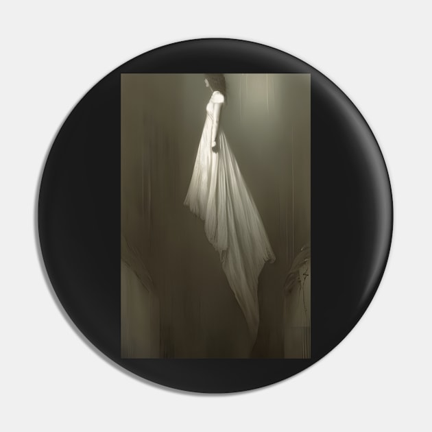 Ghost Woman Floating in the Air - Vintage Pin by Bootyfreeze