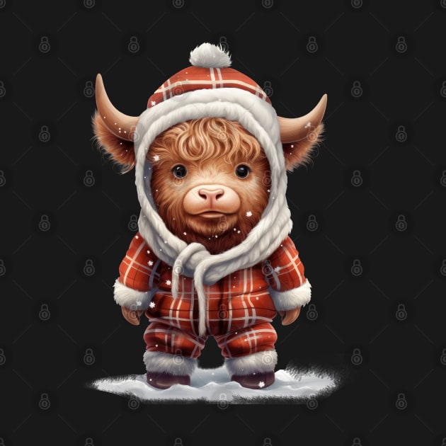 Christmas Baby Highland Cow #2 by Chromatic Fusion Studio