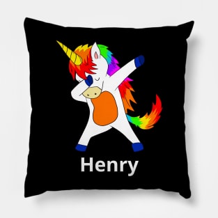 Henry First Name Personalized Dabbing Unicorn Pillow