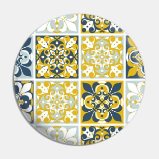 Blue Portuguese Tiles Pattern Pin