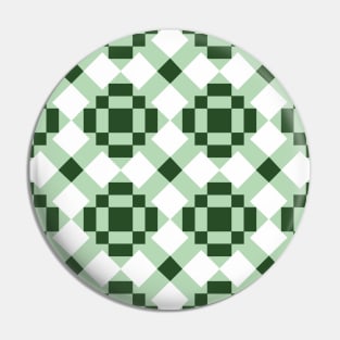 Green and White Pride of Ohio Patchwork Pattern Pin