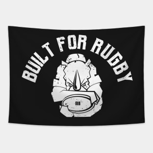 Built for Rugby Rhino Mascot Tapestry