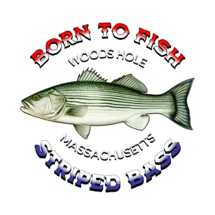 Born to Fish Stripers Woods Hole Massachusetts T-Shirt