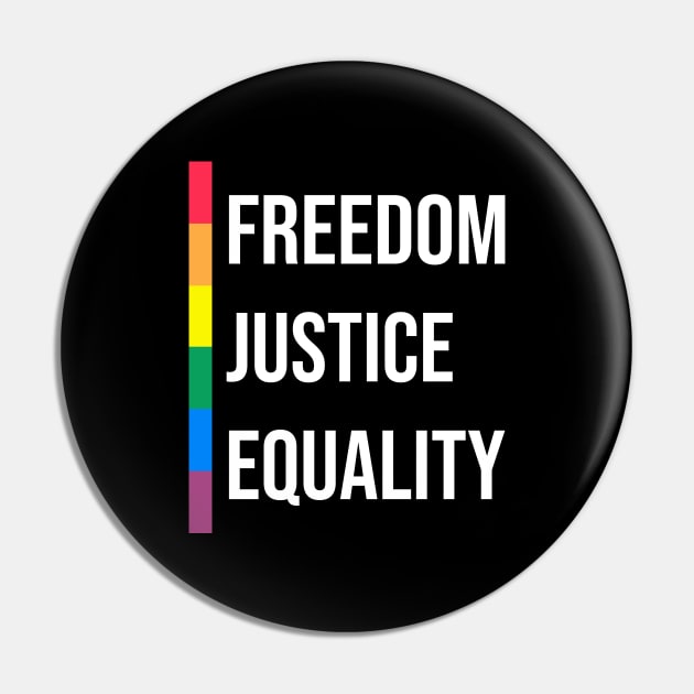 'Freedom. Justice. Equality' Social Inclusion Shirt Pin by ourwackyhome