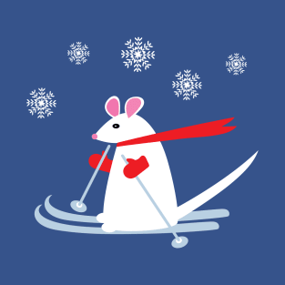 Christmas Mouse on Skis T-Shirt