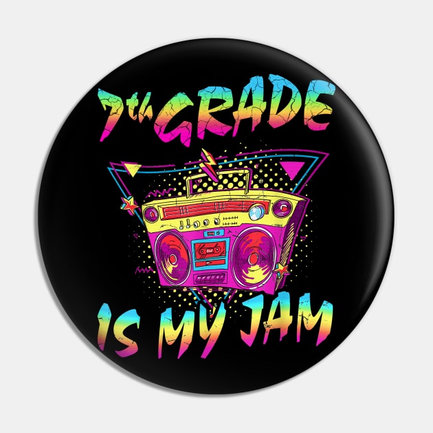 7th Grade Is My Jam First Day Of School Pin by PlumleelaurineArt