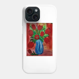 A burst of color and positive energy came to life in this painting. Some tulips in vase Phone Case