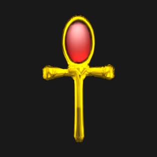 RED TALISMAN Gold Ankh Egyptian Eternal Life Symbol T-Shirt