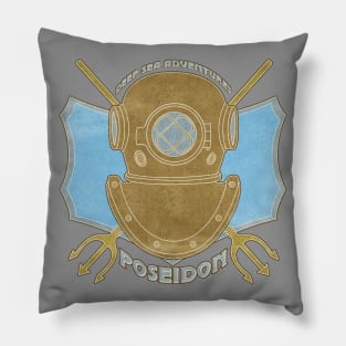 Poseidon Deep Sea Adventures retro logo Pillow