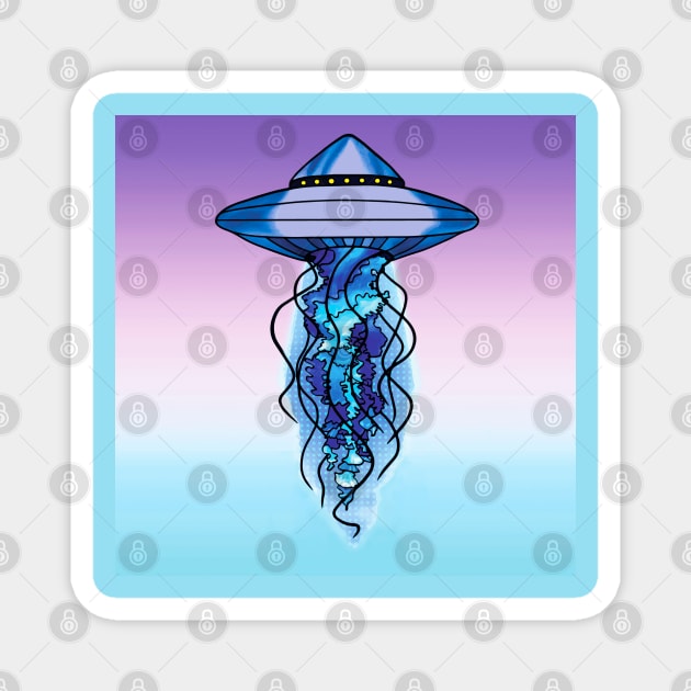 UFO Jellyfish Dusky Sky Magnet by Ciara Shortall Art