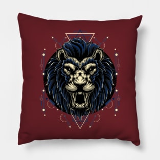 Blue Hair and blonde eyes Lion Pillow