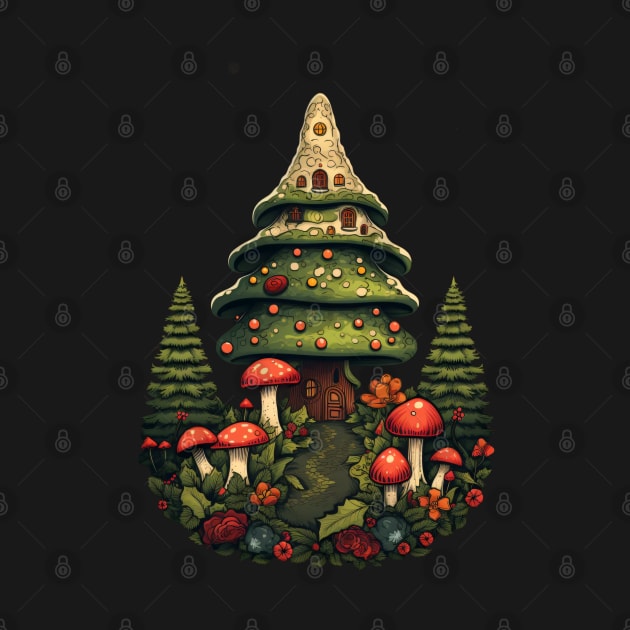 Christmas Trees with mushrooms by Retroprints