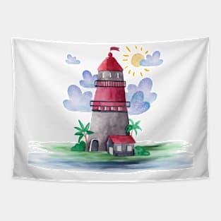 Lighthouse Watercolor Tapestry