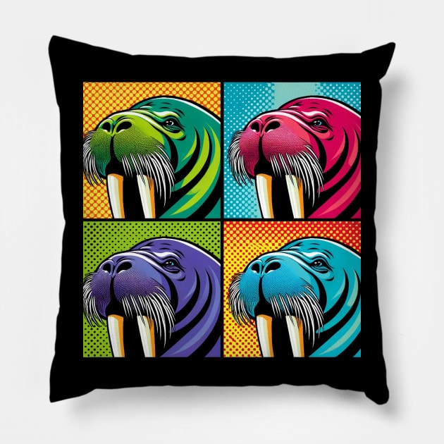 Pop Art Walrus Tee - Marine Mammal Statement Pillow by PawPopArt