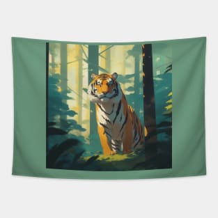 Beautiful siberian tiger in the jungle Tapestry