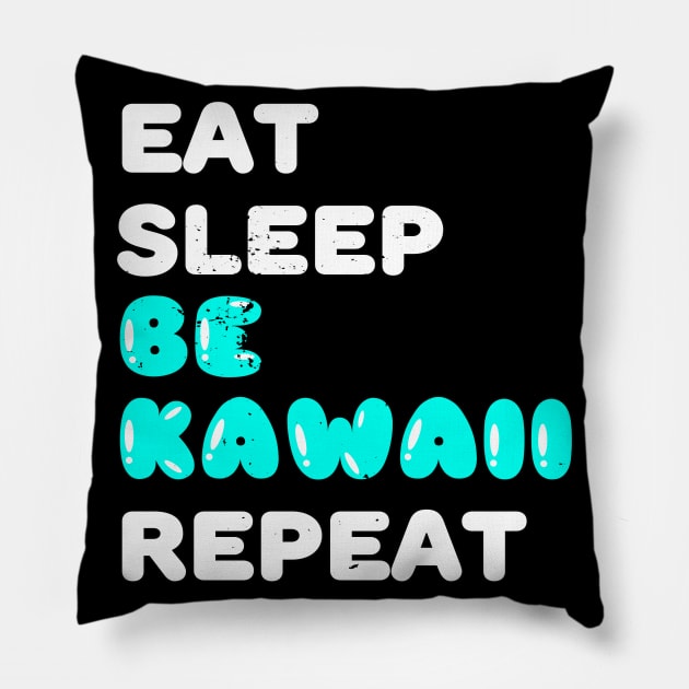 Kawaii Anime Girl Gift I Eat Sleep Anime Repeat Pillow by Alex21