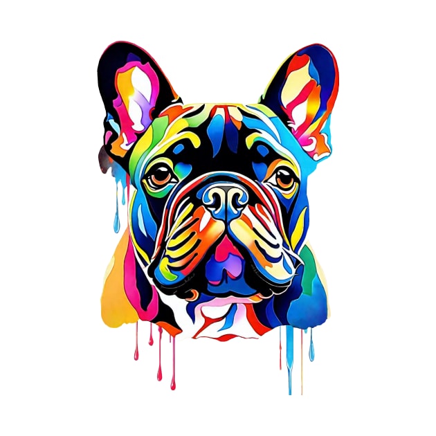 French Bulldog Watercolor Drip by Angel King Design