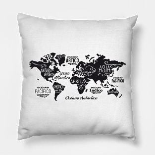 World Continents Map Pillow