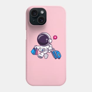 Cute Astronaut Traveling With Suitcase And Bag Cartoon Phone Case