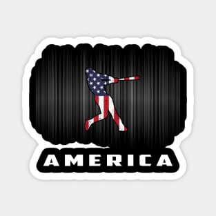 America Flag Baseball Player I Love American Men Women Magnet