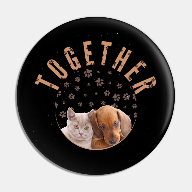 Adorable Dog and Cat Friends Love Together Pin by badCasperTess