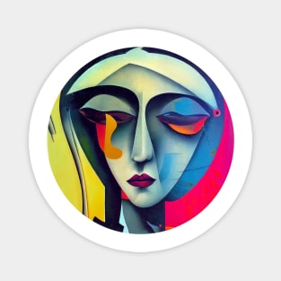 Woman's face in abstract figurative painting art Magnet