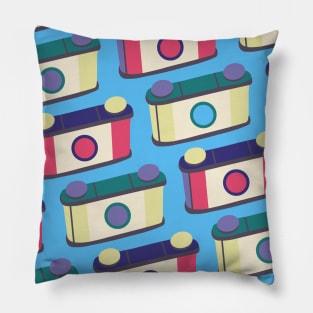 Retro Pinhole Camera Pattern - True Summer Seasonal Color Palette Pillow