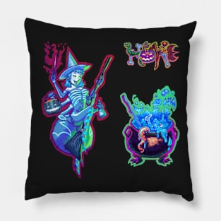 Halloween Ghost Spider Witch & Blue Cauldron Pack Pillow