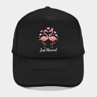 Just Married Flamingo Couple Outfit Wedding Honeymoon Hat