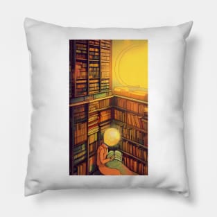 Hygge Library for Bookworm - Find me at the library antique vintage Pillow