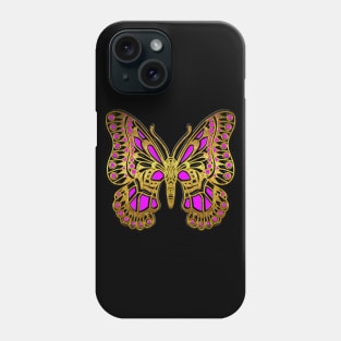 golden butterfly pink Phone Case