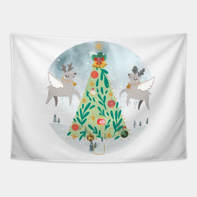 Merry Christmas to the cutest deer ,PNG Clip Art Instand Download ,deer Lover Gift, deer funny, Xmas Gift Tapestry by K-Kwan