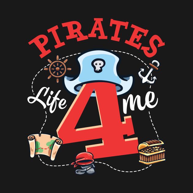 4th Birthday Boy Pirates Life B-day Gift For Boys Kids by truong-artist-C