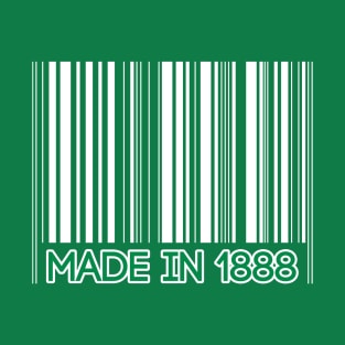 MADE IN 1888, Glasgow Celtic Football Club White Barcode Design T-Shirt