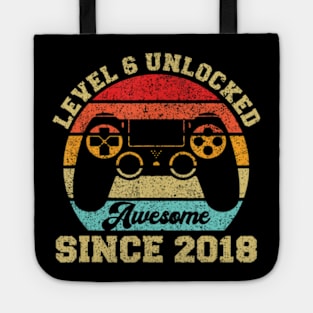 Level 6 Unlocked Awesome Since 2018 Gaming 6Th Birthday Tote