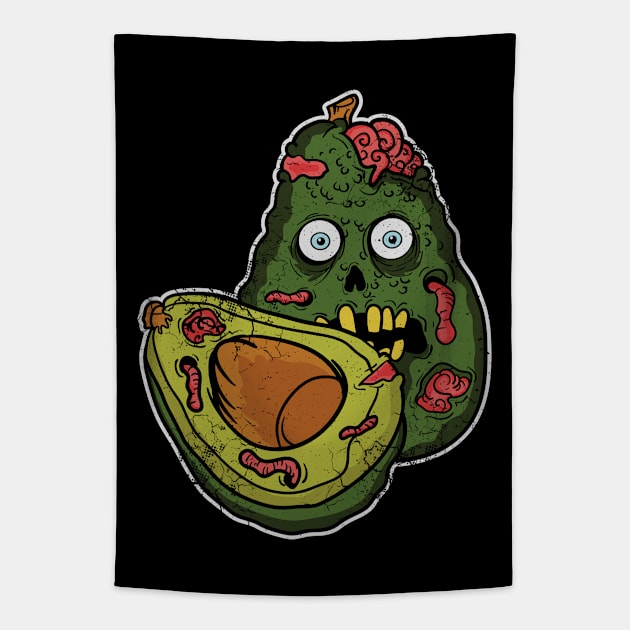 Halloween Zombie Avocado Tapestry by E