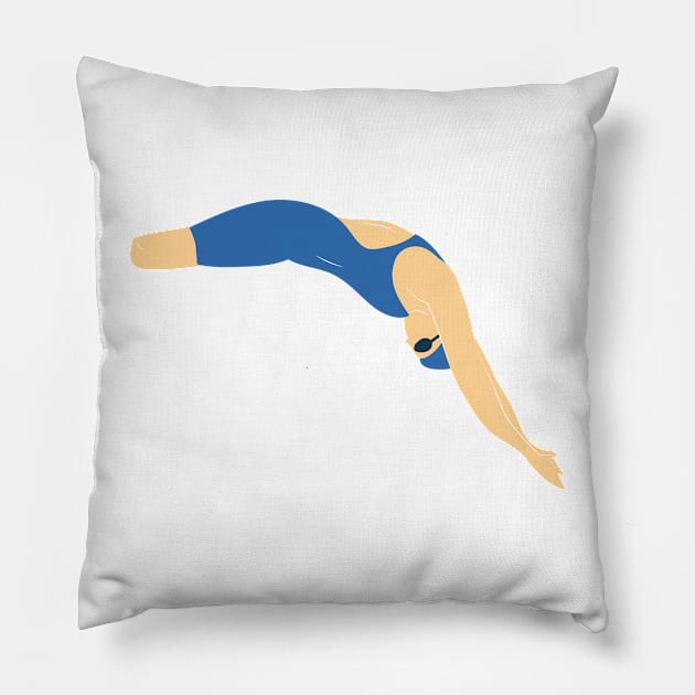 Diving - Blue Pillow by stickersbyjori