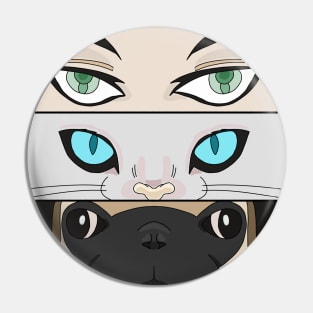 Human, Cat and Dog looking at you Pin