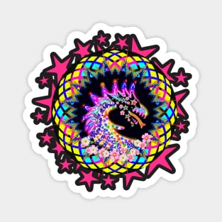 Pink Star Dragon Flower of Life Sacred Geometry Graphic Magnet