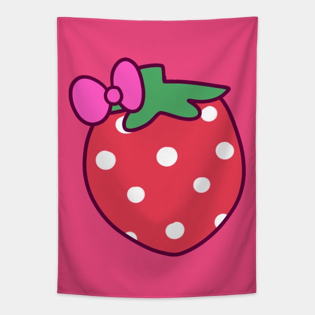 Pink Bow Strawberry Tapestry by saradaboru