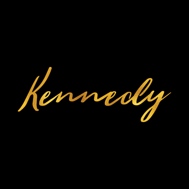 Kennedy Name Hand Lettering in Faux Gold Letters by Pixel On Fire