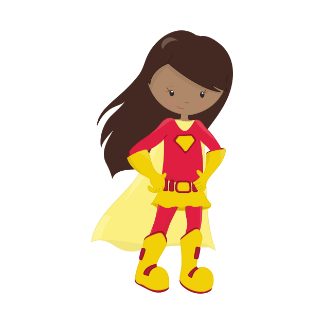 African American Girl, Superhero Girl, Red Costume by Jelena Dunčević