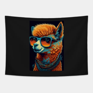 Alpaca Wearing Sunglasses and Bandana Tapestry