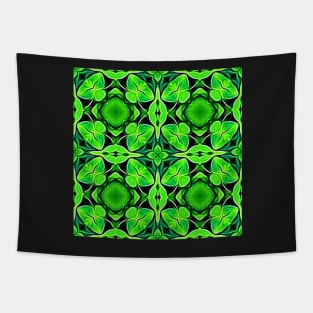 Pretty Green Leaves Lucky Clover Greenery Pattern 2 Tapestry