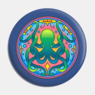 Octopus Illustration Artwork Abstract Mandala Pattern Design Pin