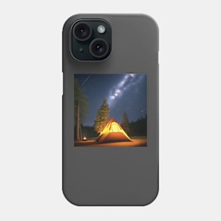 camping in the woods under a starry sky Phone Case