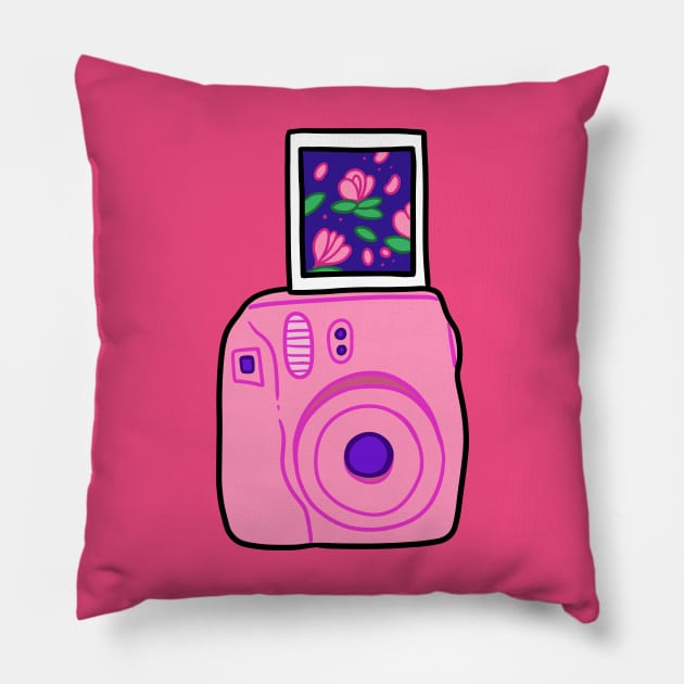 Pink Polaroid Pillow by StripedCactusArt