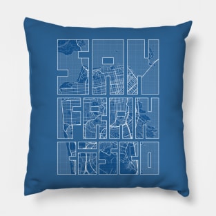 San Francisco, USA City Map Typography - Blueprint Pillow