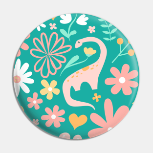 Dinosaurs + Unicorns in Teal Pin