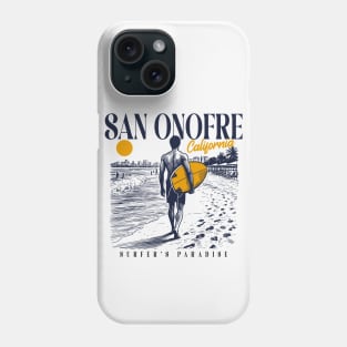 Vintage Surfing San Onofre, California // Retro Surfer Sketch // Surfer's Paradise Phone Case